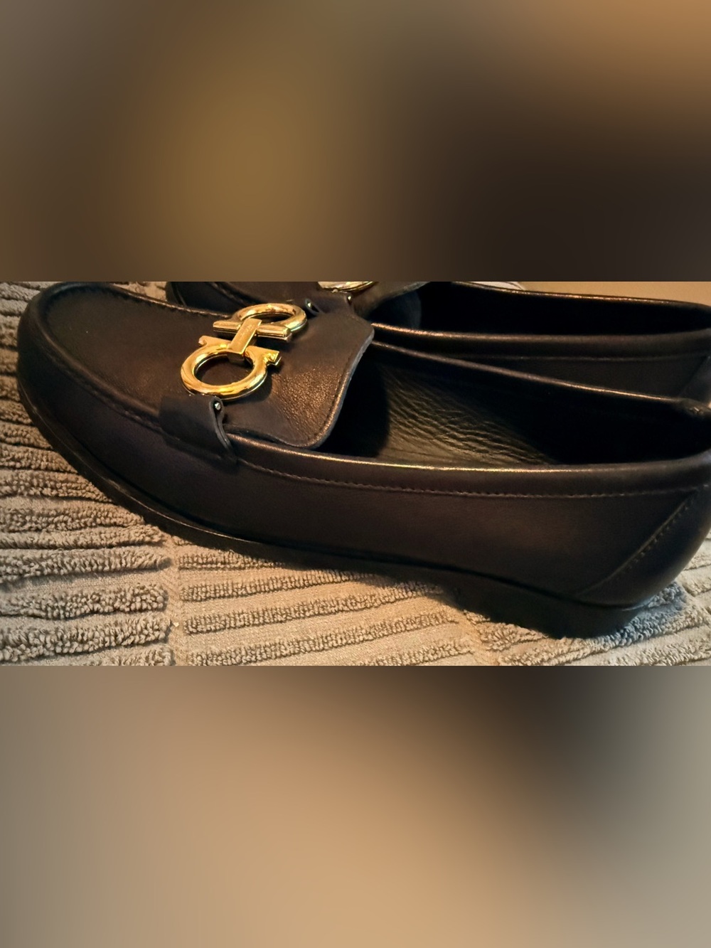 Salvatore Ferragamo Black Leather Loafers with Gold Gancini Hardware - Picture 3 of 8